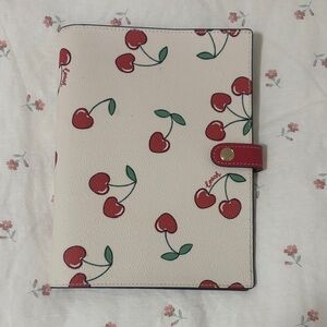 Coach Leather Cherry Print Notebook Cover